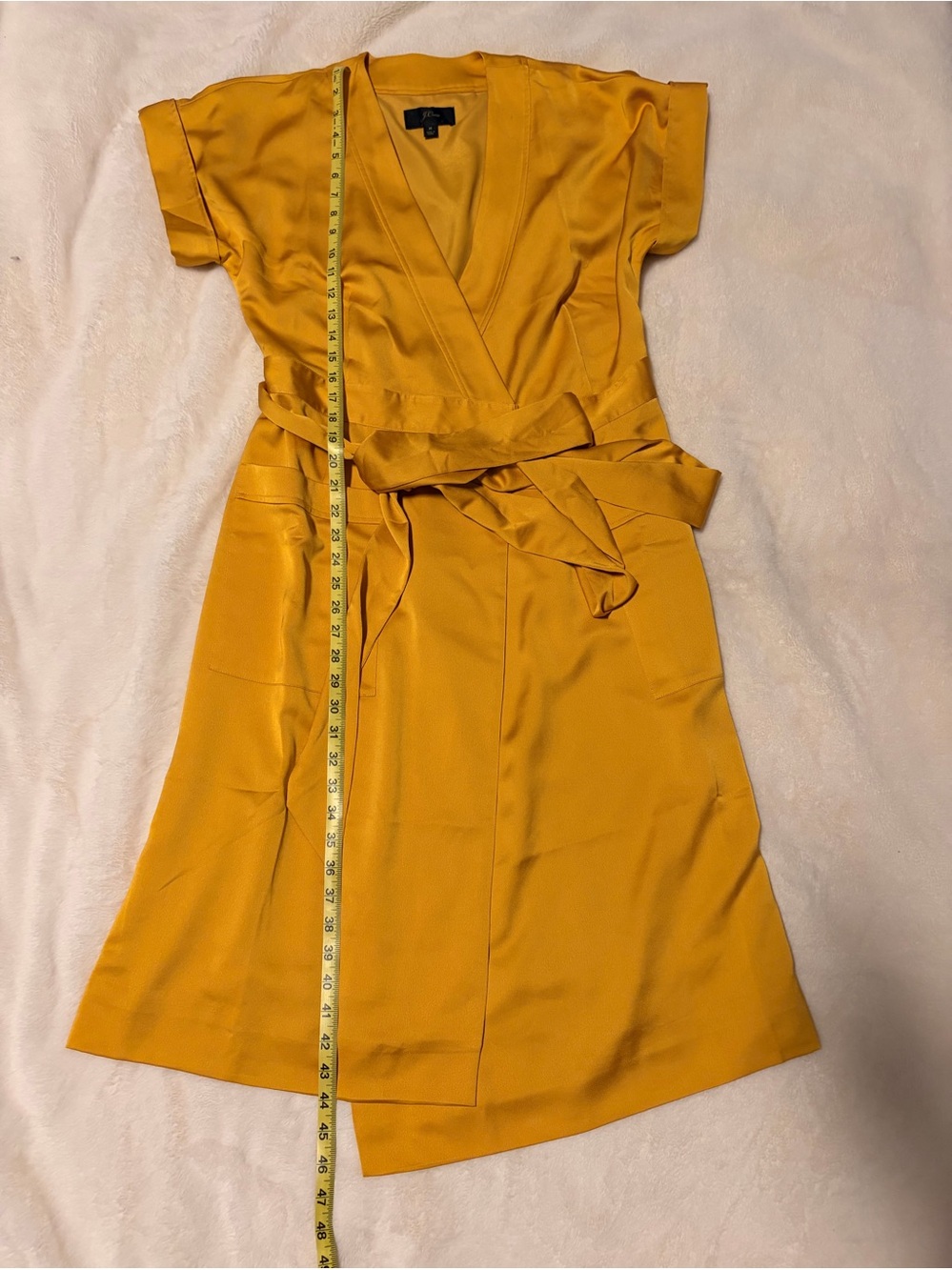 Jcrew V-Neck Wrap Dress with Self-Tie Waist in Mustard